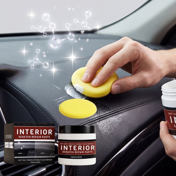 Car Interior Scratch Repair Paste Kit 150g, Dashboard Door Panel Trim Restorer, Interior Surface Repair Cream, Auto Interior Refurbishing and Protection Kit with Sponge