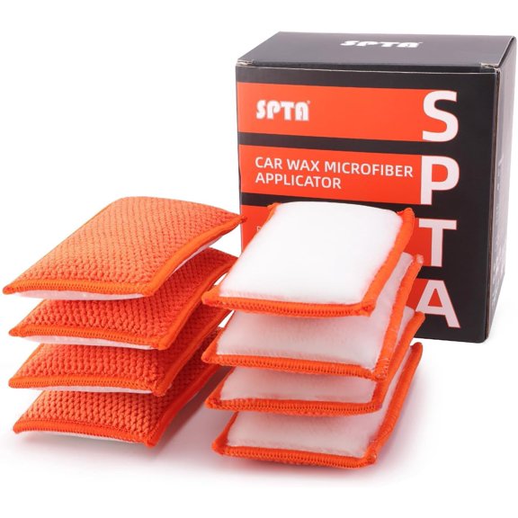 Car Interior Scrubbing Sponge, 8Pcs Scrub Ninja, Microfiber Wax Applicator, Wash Sponges for Car, Boat, Wood, Marble and Motorcycle, 6in x 3.3in 0.8in