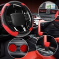 thumbnail image 1 of Car Interior Set, Steering Wheel Cover, Shift Knob Cover, Handbrake Cover, Armrest Pad, Cup Holder Mats Red, 1 of 7