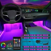 Car Interior & Strips Lights, GOADROM 4 Pcs 48 Led Strip Light for Car with Remote, Music Sync Color Change RGB Car Lights, Under Dash Interior Lights for Car, DC 12V