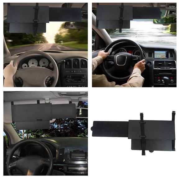Car Interior Accessories Sun Visor Extender with Adjustable Glare Shield Universal Fit for Cars SUV Trucks and More, 31x13x1.5 cm, Black