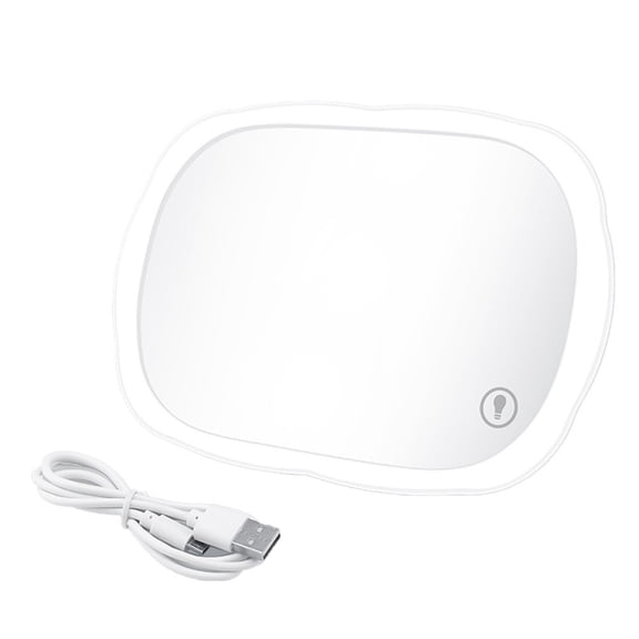 Car Interior Sun Visor Plate Led Makeup Mirror With Touch Screen Lighting And Adjustable Brightness For Women Girls White Or Pink White