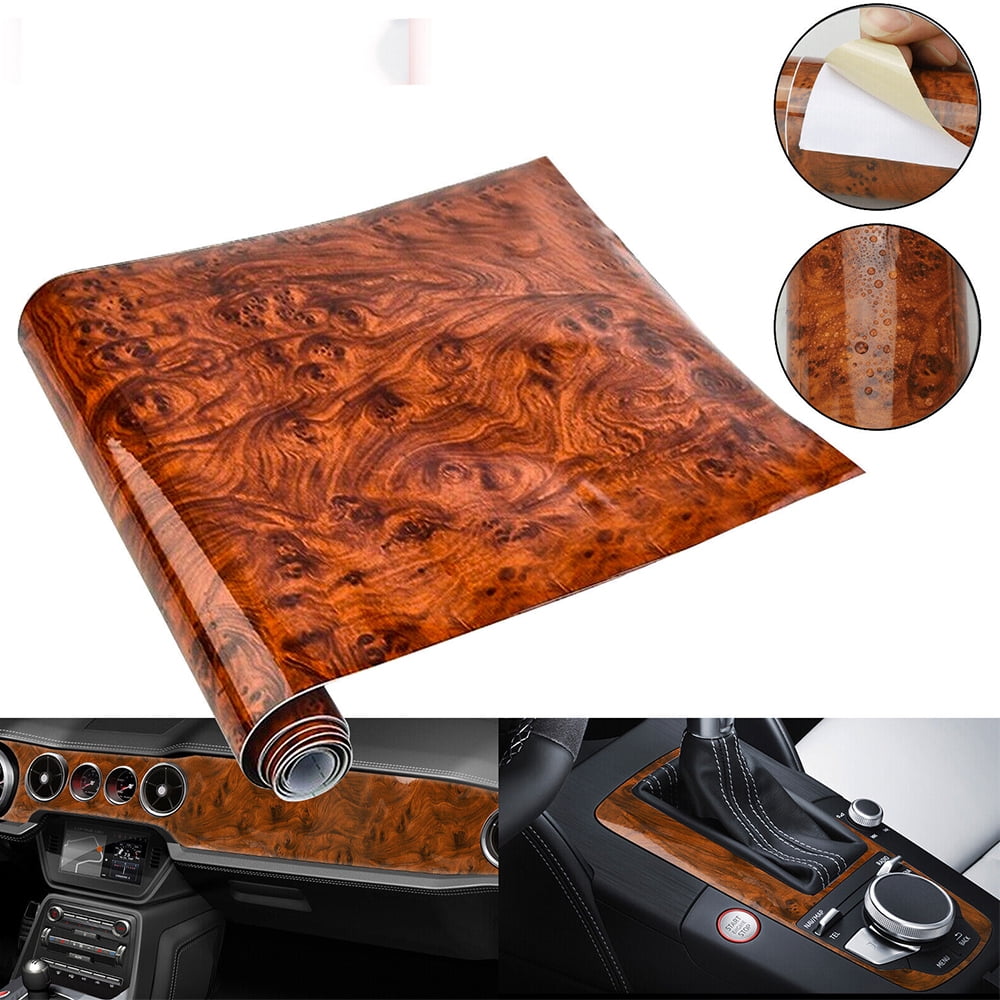 Car Interior Wood Grain Textured Glossy Wrap Sticker Decal Sheet Vinyl
