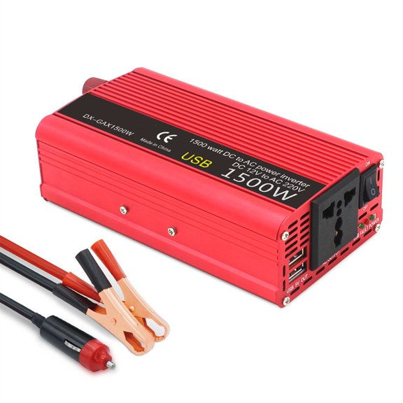 Car Inverter 1500W DC 12V To AC 110/220 230 Dual 3.1A USB Charging Adapter Converter Universal Solar Power Inverter ,Wide Usage