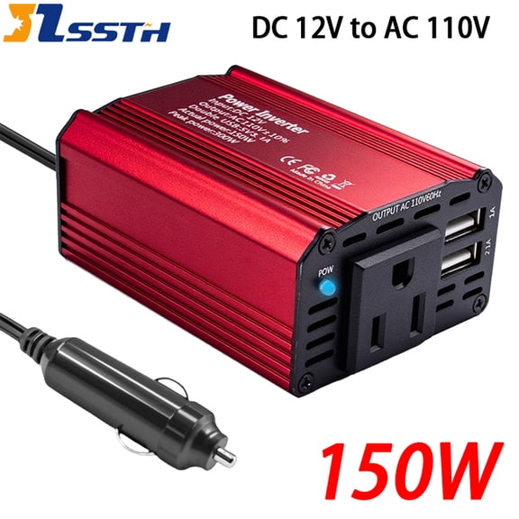 Car Inverter 150W DC 12V to AC 110V Power Converter Automatic Transformer with US Socket Dual USB Car Inverter Adapter Dropship