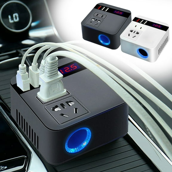 Car Inverter 150W Peak 12V/24V To 110V LED Display Sockets Power Inverter Adaptor Fast Charging