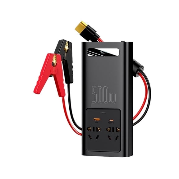 Car Inverter 500W DC 12V to AC Auto Converter Type-C USB Fast Charging Pure Sine Wave Car Inverter ,Easy to Operate