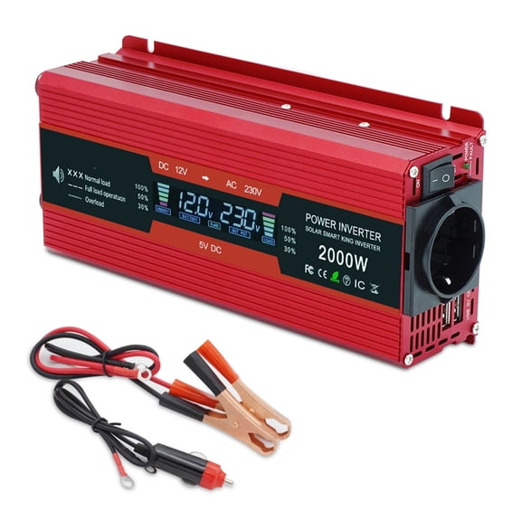 Car Inverter LCD Display DC 12V To AC 220 1500W/2000W/2600W Power High Frequency Transformer 12 220 Camping ,Powerful Output