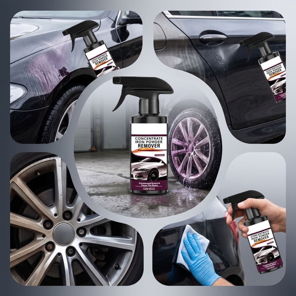 Car Iron Remover Spray, Auto Detailing Decontamination Cleaner, Brake Dust Rust Spot Remover, Alloy Wheel Paint Iron Contaminant Cleaning Agent, Vehicle Exterior Care Maintenance Spray