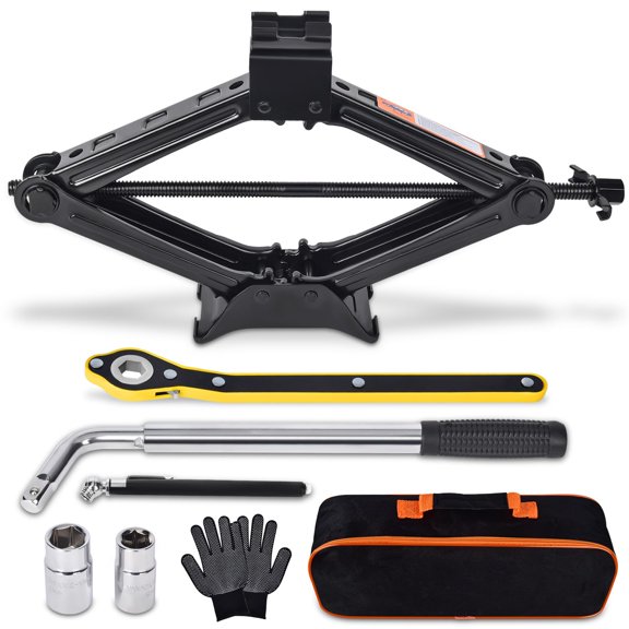 Car Jack 2 Ton (4409 lbs) Tire Changing Kit with Lug Wrench - Emergency Kit for Car, SUV, MPV