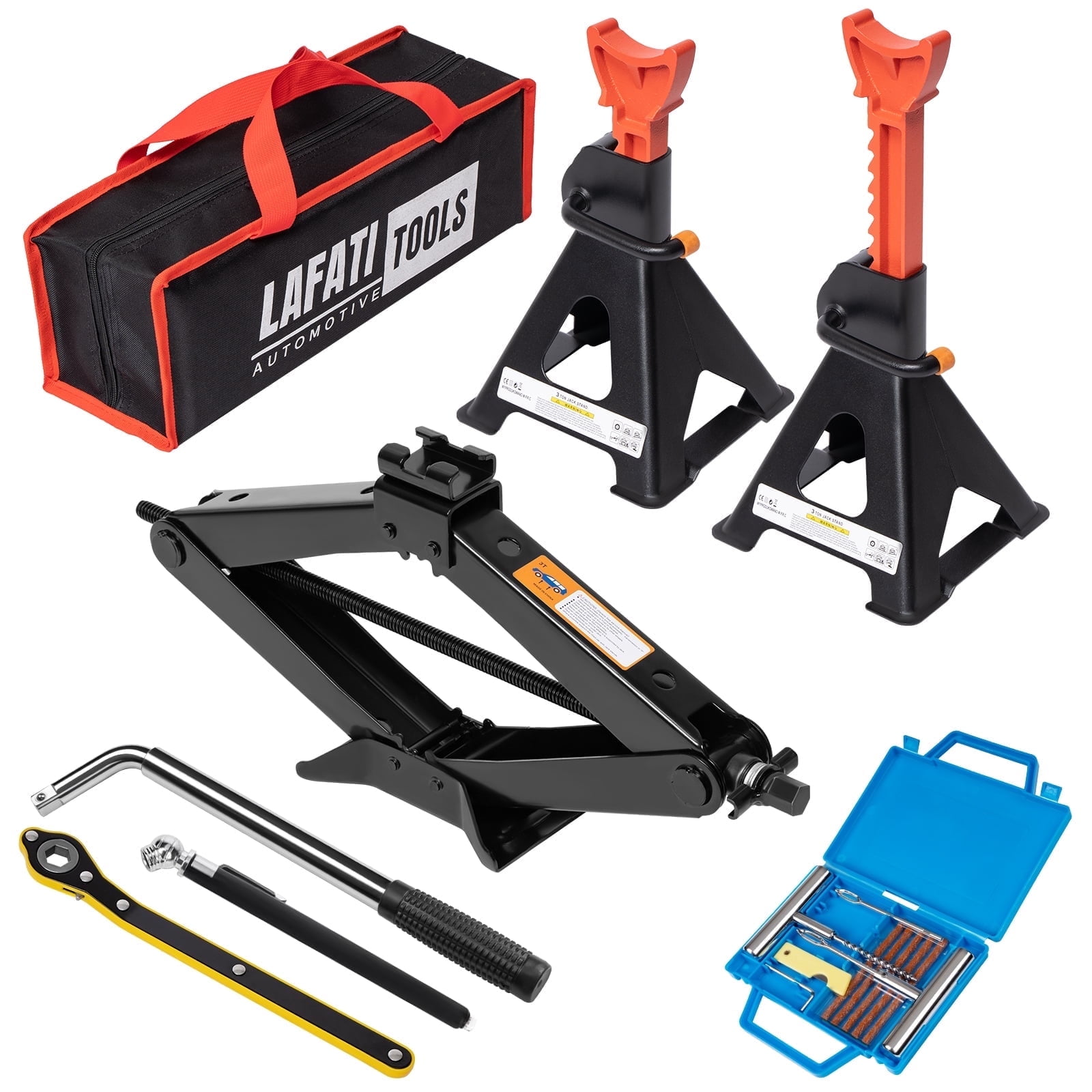 Free Shipping! Lafati Car Jack Kit, 3 Ton Scissor Jack and Jack