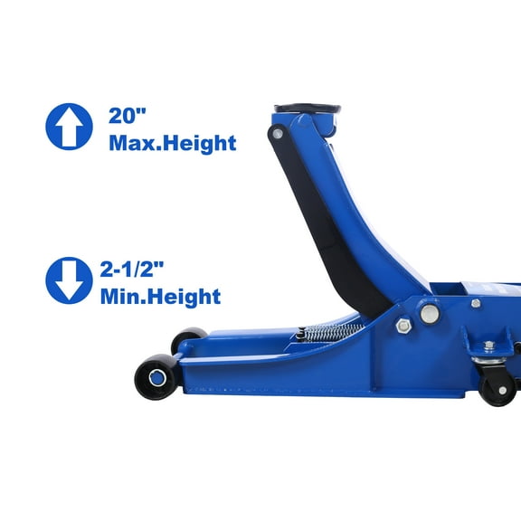 Car Jack Low Profile Hydraulic Trolley Service/Floor Jack, 4 Ton (8000 lbs) Capacity, Lifting Range 2.5"-20",blue,Floor Jack