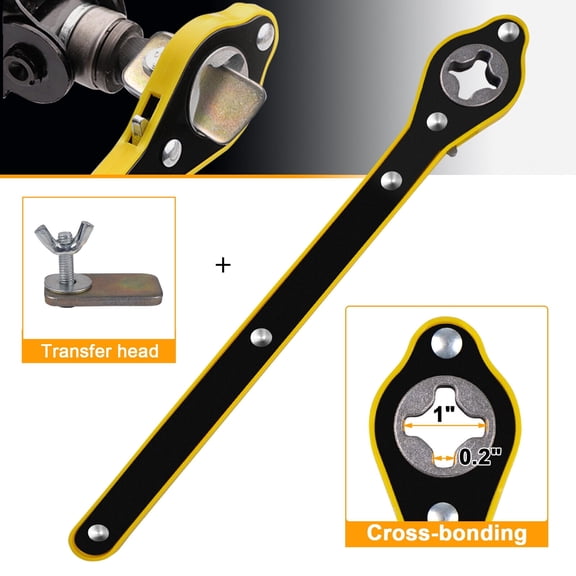 Car Jack Ratchet Wrench with Adapter, Labor-Saving Scissor Handle Repair Tool for SUV and Vans, 13-Inch