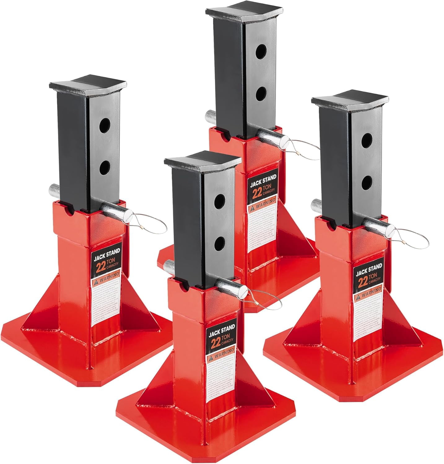 Car Jack Stands 4 Pack, Heavy Duty Pin Type Professional Jackstand with Lock Adjustable Height Fit for Supporting Car SUV Truck Pick Up and Equipment, Red (Set of 4PCS)