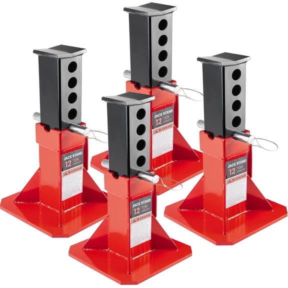 Car Jack Stands 4 Pack, Heavy Duty Pin Type Professional Jackstand with Lock Adjustable Height Fit for Supporting Car SUV Truck Pick Up and Equipment, Red (Set of 4PCS)