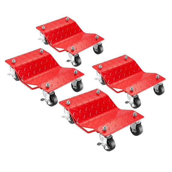 Car Jack Tire Skates - 4-Piece Solid Steel Car Lift Dolly Set for Moving Cars Trucks Trail