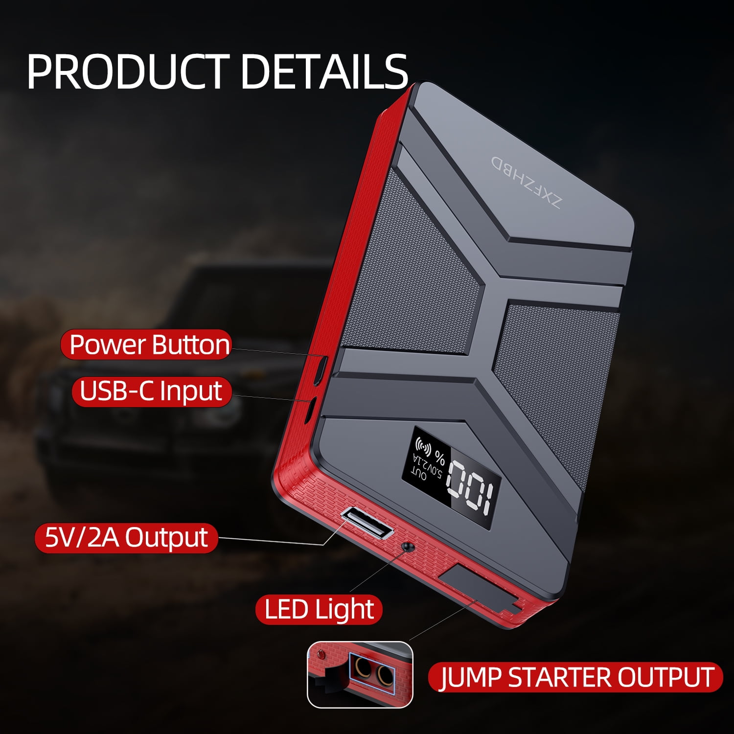 Car Jump Starter 1500A Car Battery Jump Starter Battery Pack, for Up to 6.0L Gasoline and 3.0L Diesel Engines,Portable 12V Jump Box with USB Ports, 3 Modes LED Flash Light, Black