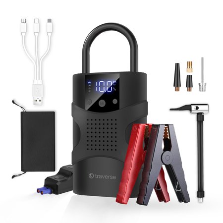 Potable Car Jump Starter with 150PSI Air Compressor,1000A Peak 12V Battery Booster Pack Jump Box(Up to 6.0L Gas and 4.0L Diesel Engines)