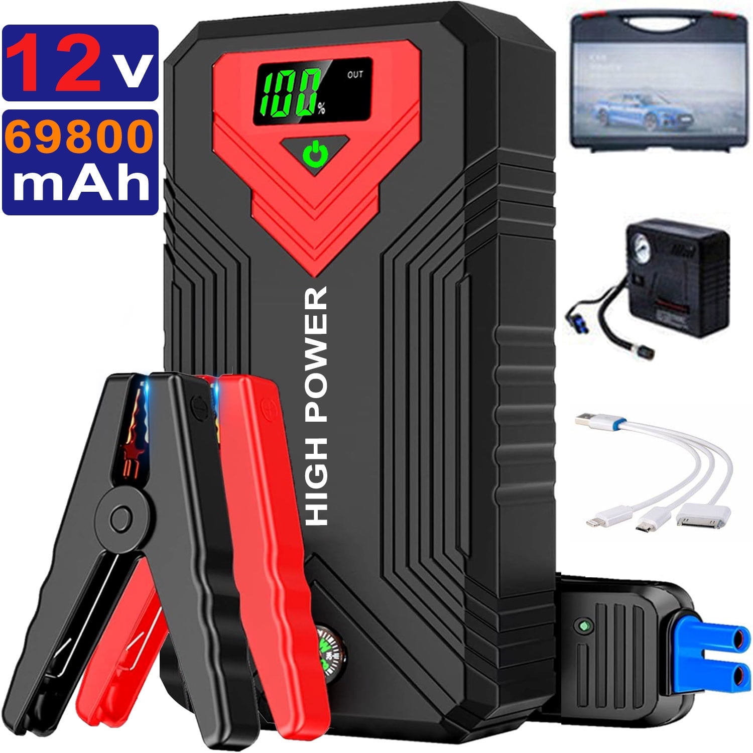 Car Jump Starter, 1600A Ultra Safe Car Battery Jump Starter, Portable