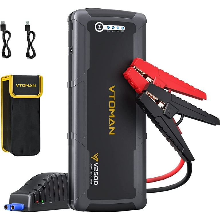 Car Jump Starter,2500A Peak 12V Battery Jumper Pack(Up to 8.0L Gas and 6.0L  Diesel Engine) with 15V DC Port and Quick Charge,VTOMAN Portable Lithium  Battery Booster Box Power Bank 
