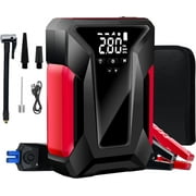 Car Jump Starter, 4000A Peak Car Battery Charger with Air Compressor, 12V Jump Box for Car Battery with Emergency LED Light, Power Bank, Leather Storage Bag