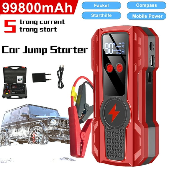 Car Jump Starter,5000A Peak 99800mAh Battery Jump Starter, 12V Car Battery Charger, Auto Battery Booster w/ LCD Display & 3 LED Modes, Portable Power Bank Charger