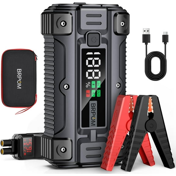 Car Jump Starter, 8000A Peak 26800mAh (Up to All Gas or 10.0L Engine, 50 Times) 12V Auto Booster Battery Charger Jump Box with Quick Charger Smart Jump Cables with LED Screen