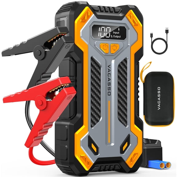 Car Jump Starter with Air Compressor, 3000A Battery Jump Starter, 12V Jump Box (8.5L Gas & 6.0L Diesel Engine) Auto Booster, LED Light 12000mAh with USB Quick Charger