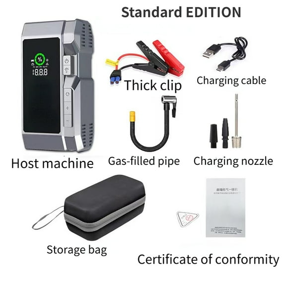 Car Jump Starter with Air Compressor, 4500A 150 PSI Portable Jump Starter Battery Pack (10.0L Gas/8.0L Diesel), 12V Jump Box Car Battery Jump Starter with 80 Starts, QC 3.0, Large Display, Flashlight