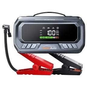 Car Jump Starter with Air Compressor 6000A 160PSI(All Gas/12.0L Diesel)Portable Jump Starter with Tire Inflator PD 65W,12V DC PSU Jump Box Extended Jumper Cables Large LCD Display 600Lumen Light