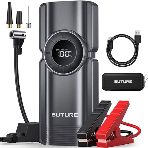 BUTURE 4000A Jump Starter with Air Compressor 150PSI, Portable Car Battery Booster, 12V Power Bank Jump Box for Gas & Diesel Engines