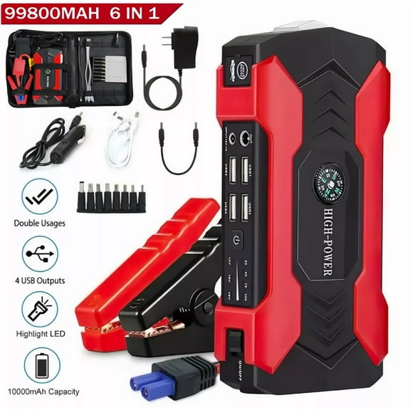 Car Jump Starter Booster Jumper Box Power Bank Battery Charger Portable 99800m