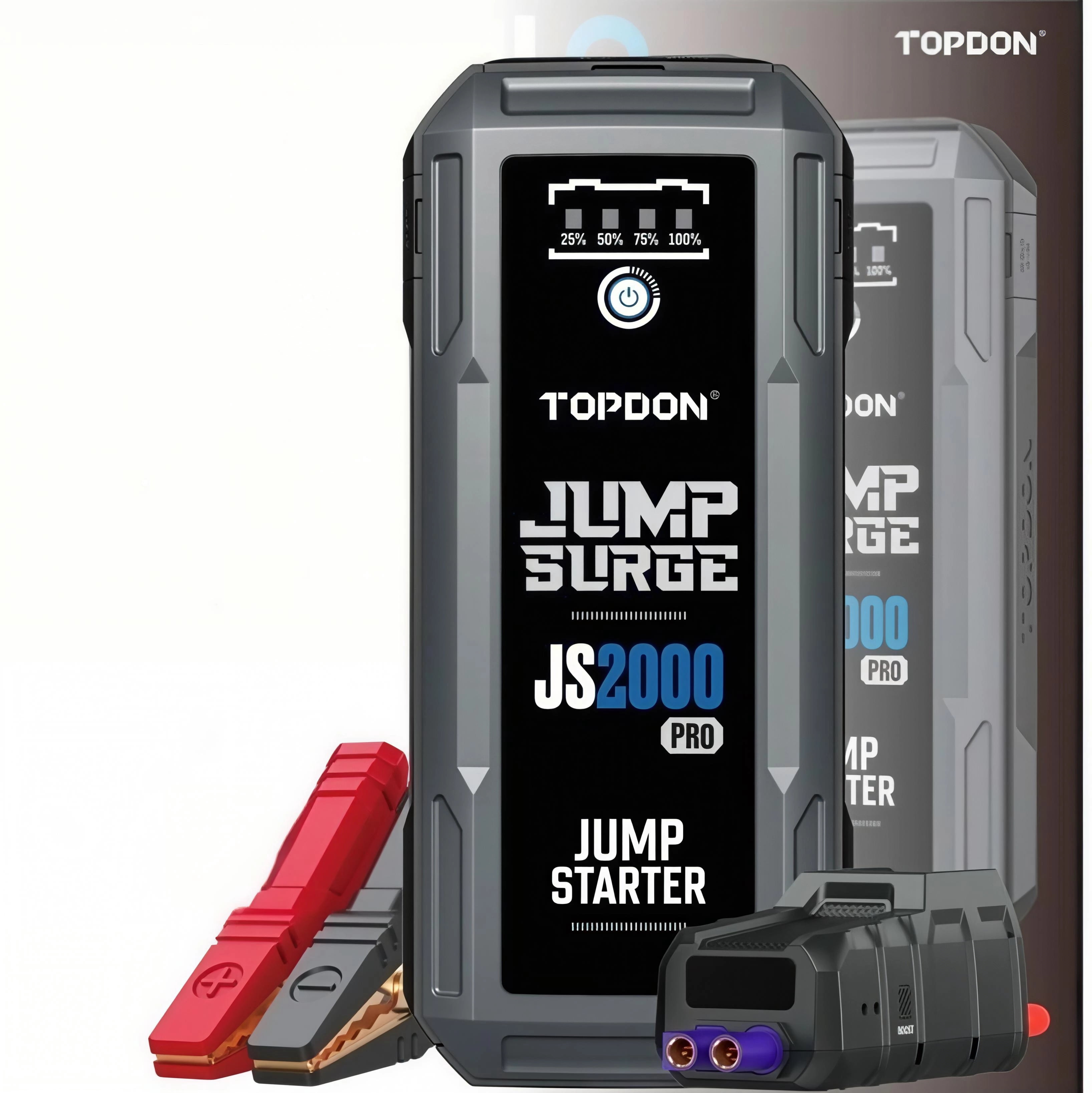 TOPDON JS2000 Pro Car Jump Starter,16000mAh 2000A Peak Portable Car Battery Booster for Up to 8L Gas/6L Diesel Engines