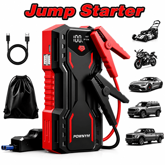 Car Jump Starter, 12V Battery Booster for Gasoline Engines up, Portable Car Emergency Starter Kit
