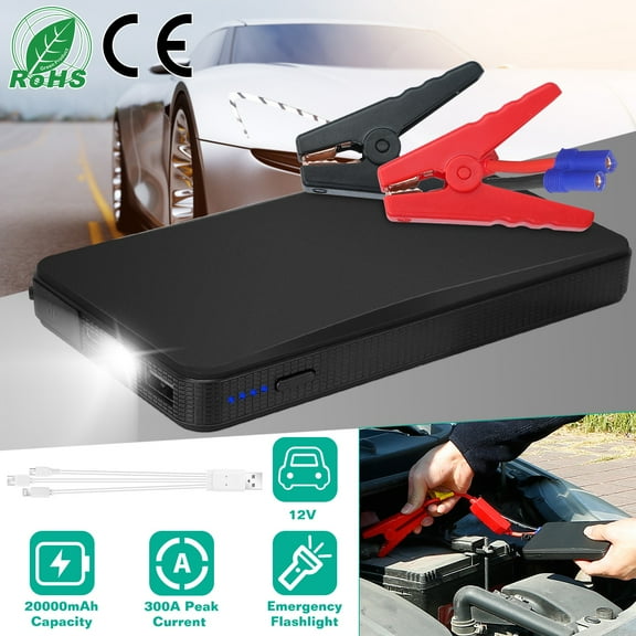 Car Jumper Starter  Car Power Booster Portable 2000A Battery with 3 LED Modes USB Charging
