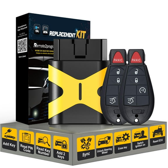 Car Key Bluetooth OBD/Add 2 Keys/Easy and Safe and Keyless Entry Remote Start Replacement for Dodge/Chrylser with FCC: IYZ-C01C or M3N5WY783X