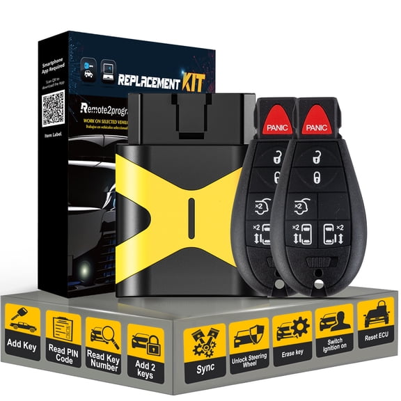 Car Key Bluetooth OBD/Add 2 Keys/Easy and Safe and Keyless Entry Remote Start Replacement for Dodge/Chrylser with FCC: IYZ-C01C or M3N5WY783X