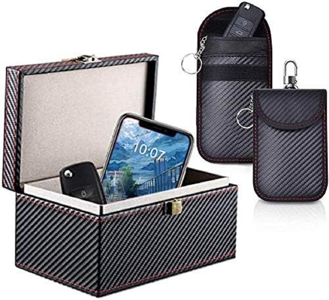 Car Key Box Keyless Go Protection, Car Key Anti-Theft Faraday Box and 2 Pack Faraday Bag,Signal Blocker Bag