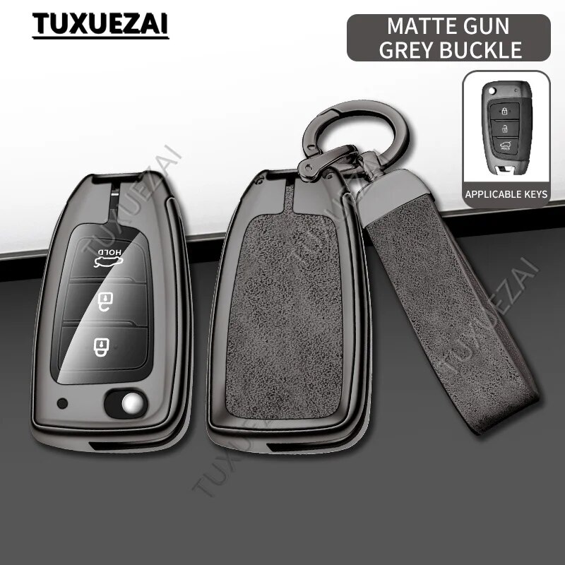 Ontto Custodia In Pelle Per Chiave Auto - Adatta A Hyundai I30, I40, Kona, Santa Fe 2017-2021, Con Portachiavi, Nero