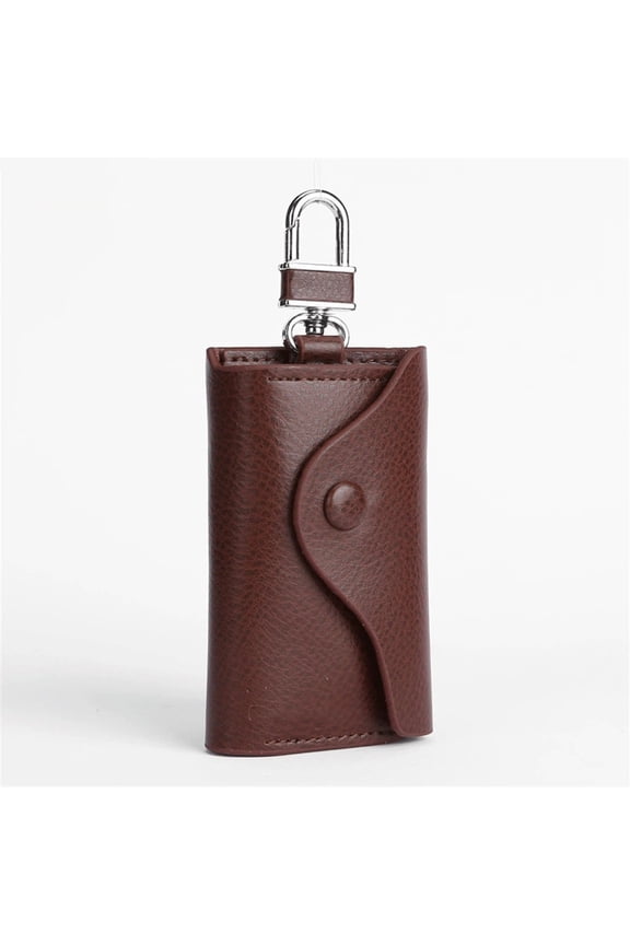 Car Key Case for Men and Women Small Leather Key Holder Key Cover with 6 KeyChains brownKey Holder Case, Large Capacity Leather Key Case Wallet Multi-Functional Key Bag