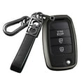 thumbnail image 1 of Car Key Cover Fit for Kia Flip Folding Key Remote Solid Key Fob Glove Metal and Leather Key Housing Compatible with Kia Forte Optima Rio Rondo Sedona Sorento Soul Spectra Sportage, 1 of 9