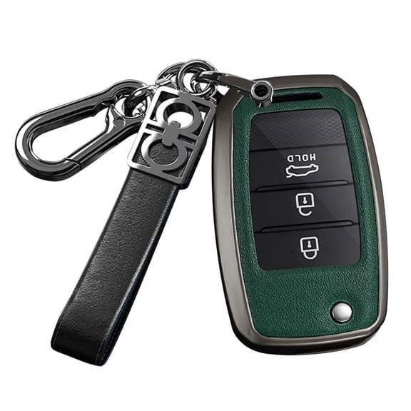 Car Key Cover Fit for Kia Flip Folding Key Remote Solid Key Fob Glove Metal and Leather Key Housing Compatible with Kia Forte Optima Rio Rondo Sedona Sorento Soul Spectra Sportage