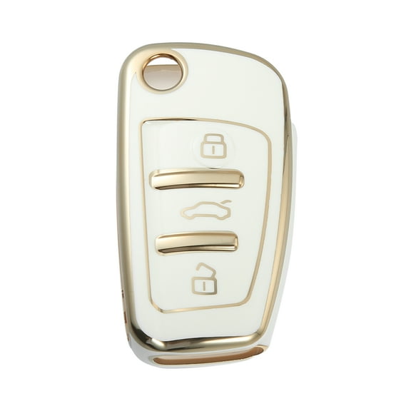 Car Key Fob Cover 3 Button Remote Key Fob Case TPU Button Full Protector Cover for White for Audi Q3 2015-2020