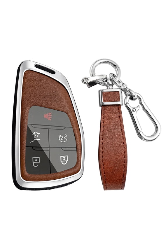 Car Key Fob Cover Case Compatible with Chevy Silverado Traverse Equinox GMC Sierra 1500 2500HD 3500HD 2022-2025 Key Holder PU Leather Key Shell Keychain 3/4/5/6/7 Button Accessory
