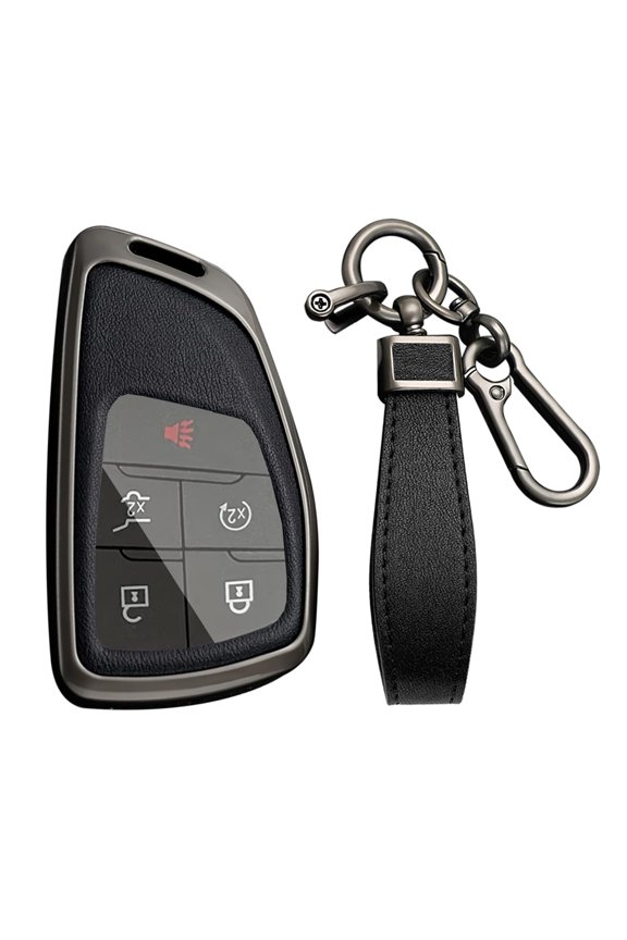 Car Key Fob Cover Case Compatible with Chevy Silverado Traverse Equinox GMC Sierra 1500 2500HD 3500HD 2022-2025 Key Holder PU Leather Key Shell Keychain 3/4/5/6/7 Button Accessory