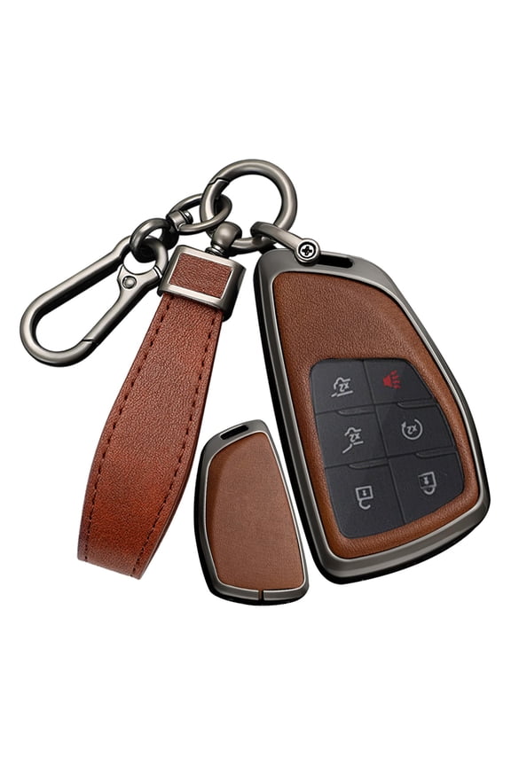 Car Key Fob Cover Case Compatible with Chevy Silverado Traverse Equinox GMC Sierra 1500 2500HD 3500HD 2022-2025 Key Holder PU Leather Key Shell Keychain 3/4/5/6/7 Button Accessory