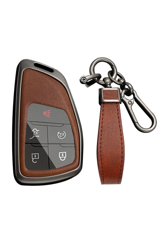 Car Key Fob Cover Case Compatible with Chevy Silverado Traverse Equinox GMC Sierra 1500 2500HD 3500HD 2022-2025 Key Holder PU Leather Key Shell Keychain 3/4/5/6/7 Button Accessory