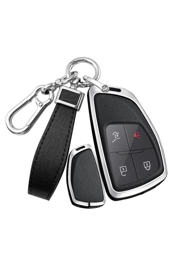 Car Key Fob Cover Case Compatible with Chevy Silverado Traverse Equinox GMC Sierra 1500 2500HD 3500HD 2022-2025 Key Holder PU Leather Key Shell Keychain 3/4/5/6/7 Button Accessory