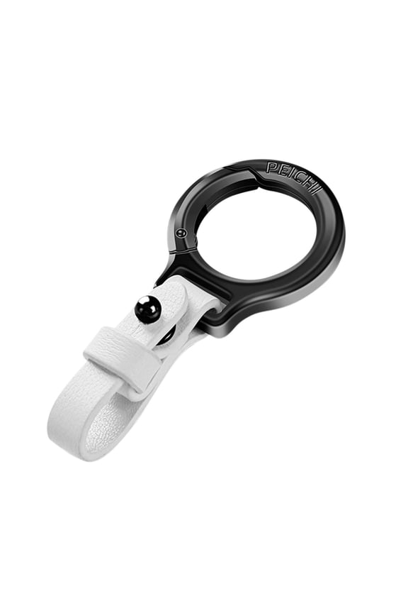 Car Key Fob Keychain Holder Genuine Leather Wristlet Loop Key Chain Circle Carabiner Clip for Men and Women with Anti-lost , Screwdriver 360 Degree Rotatable