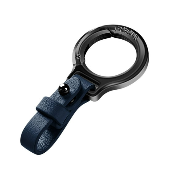 Car Key Fob Keychain Holder Genuine Leather Wristlet Loop Key Chain Circle Carabiner Clip for Men and Women with Anti-lost , Screwdriver 364 Degree Rotatable